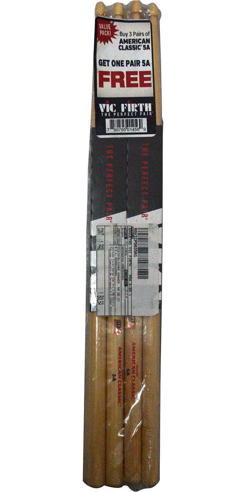 BAQUETAS VIC FIRTH    5A      4 X 3